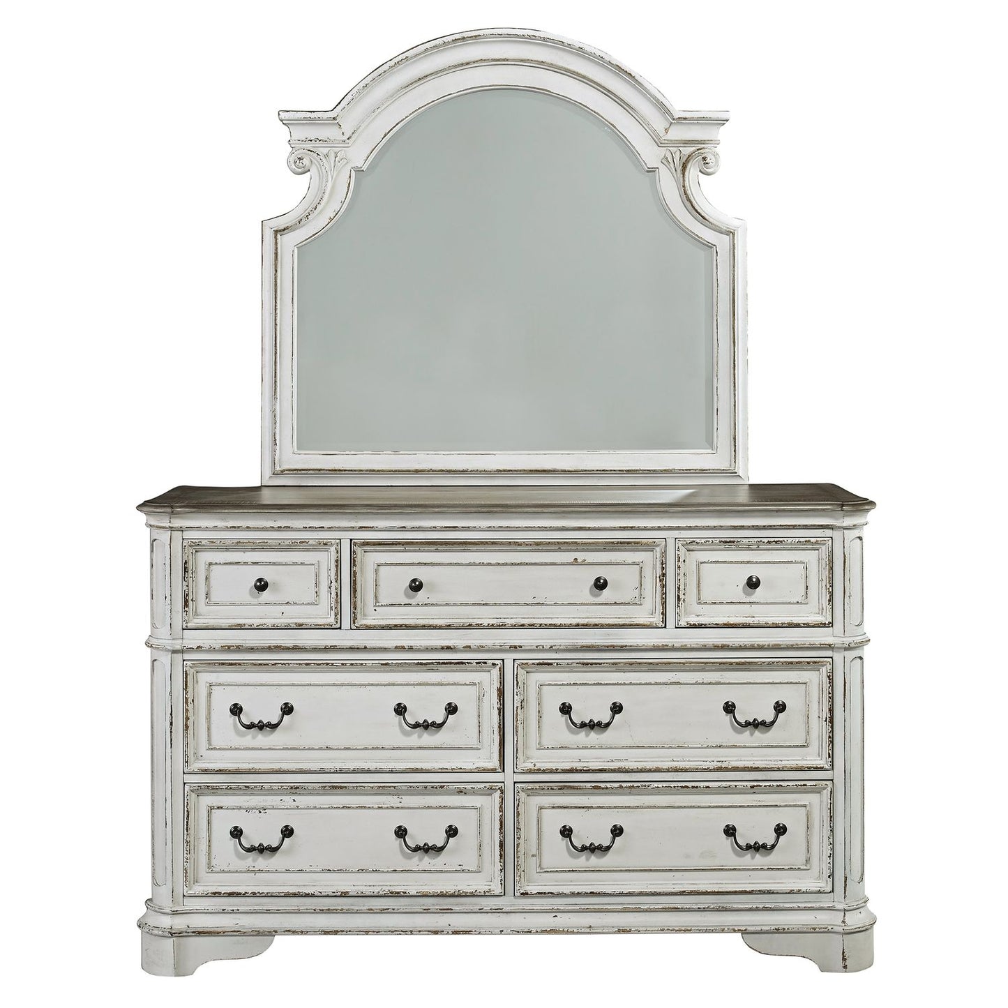 Magnolia Manor - Queen Uph Sleigh Bed, Dresser & Mirror, Chest, Night Stand