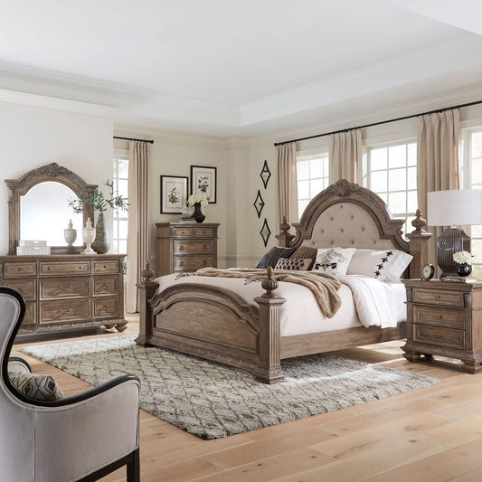 Carlisle Court - King Poster Bed, Dresser & Mirror, Chest, Night Stand