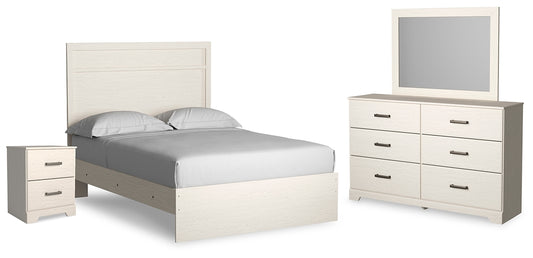 Stelsie Full Panel Bed with Mirrored Dresser and Nightstand