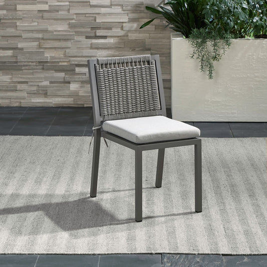 Plantation Key - Outdoor Panel Back Side Chair - Granite