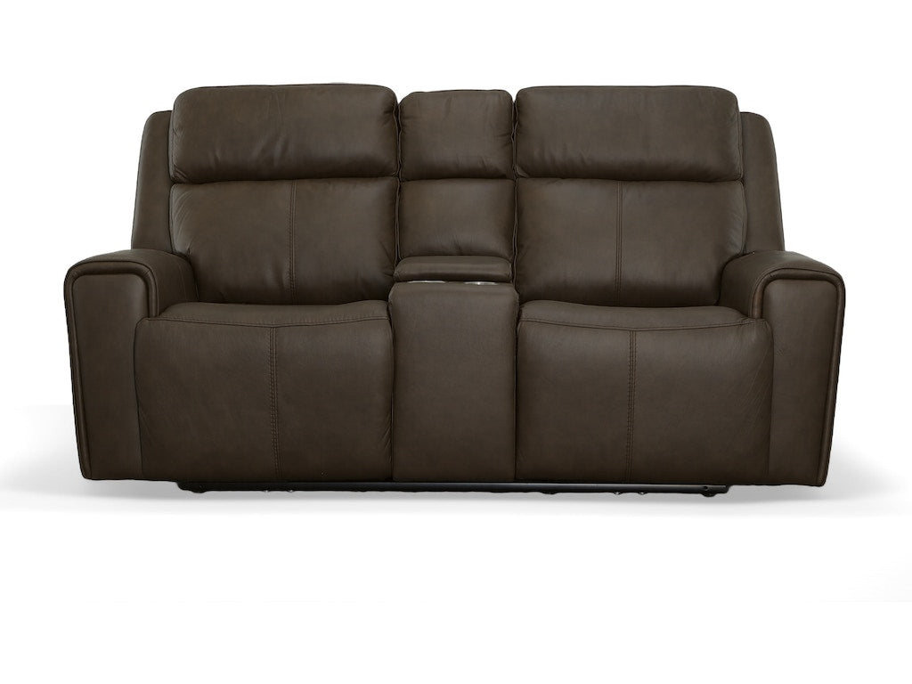 Barnett Power Reclining Loveseat with Console and Power Headrests and Lumbar