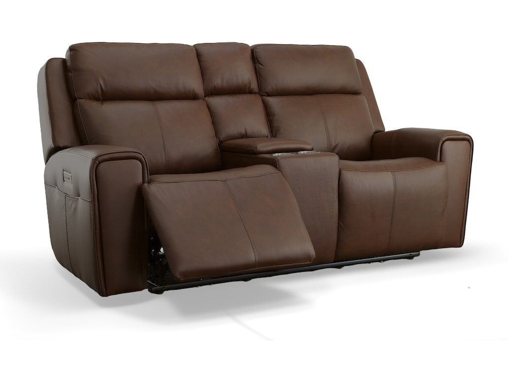 Barnett Power Reclining Loveseat with Console and Power Headrests and Lumbar