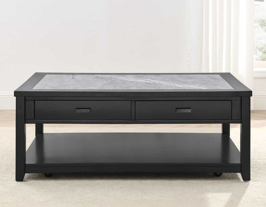 Garvine Sintered Stone Coffee Table with Casters