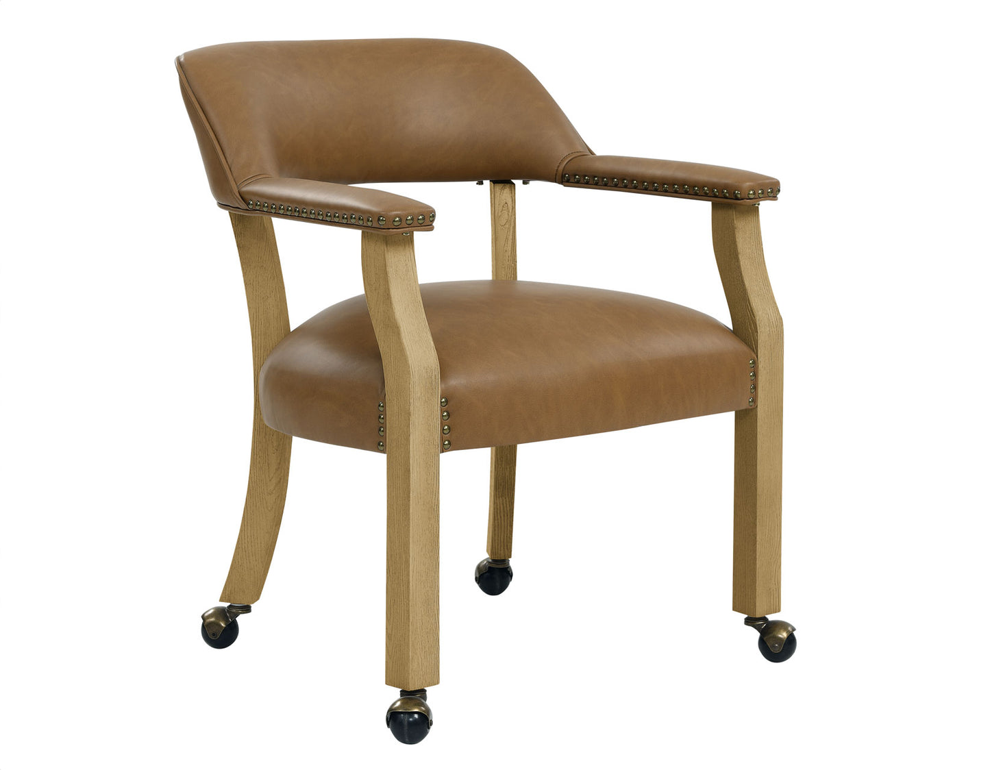 Rylie Captains Chair, Natural Finish with Camel Vegan Leather