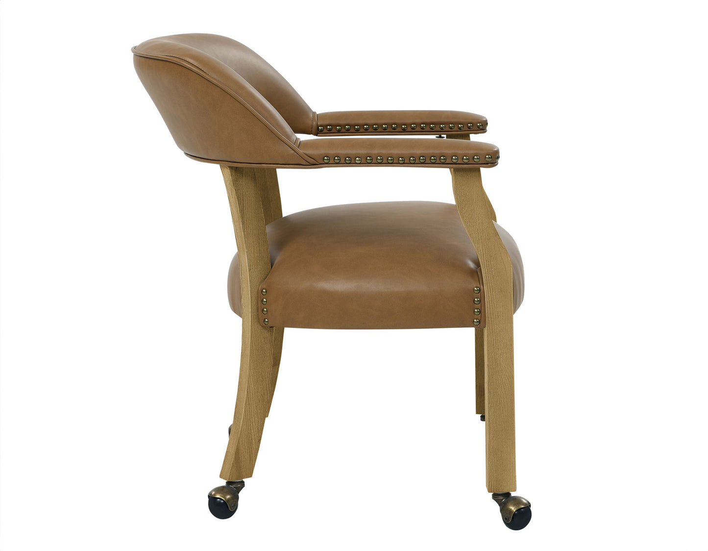 Rylie Captains Chair, Natural Finish with Camel Vegan Leather