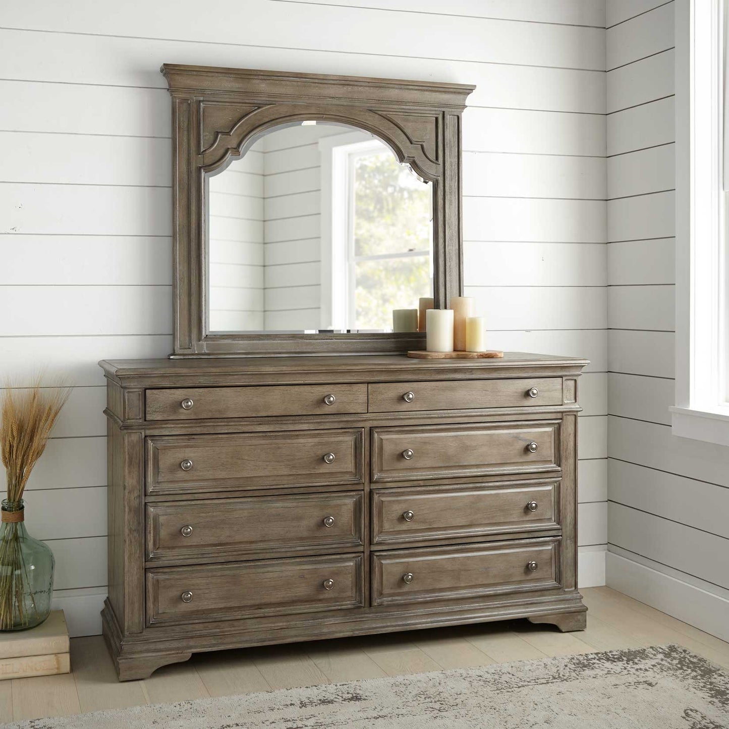 Highland Park Dresser/Mirror, Waxed Driftwood
