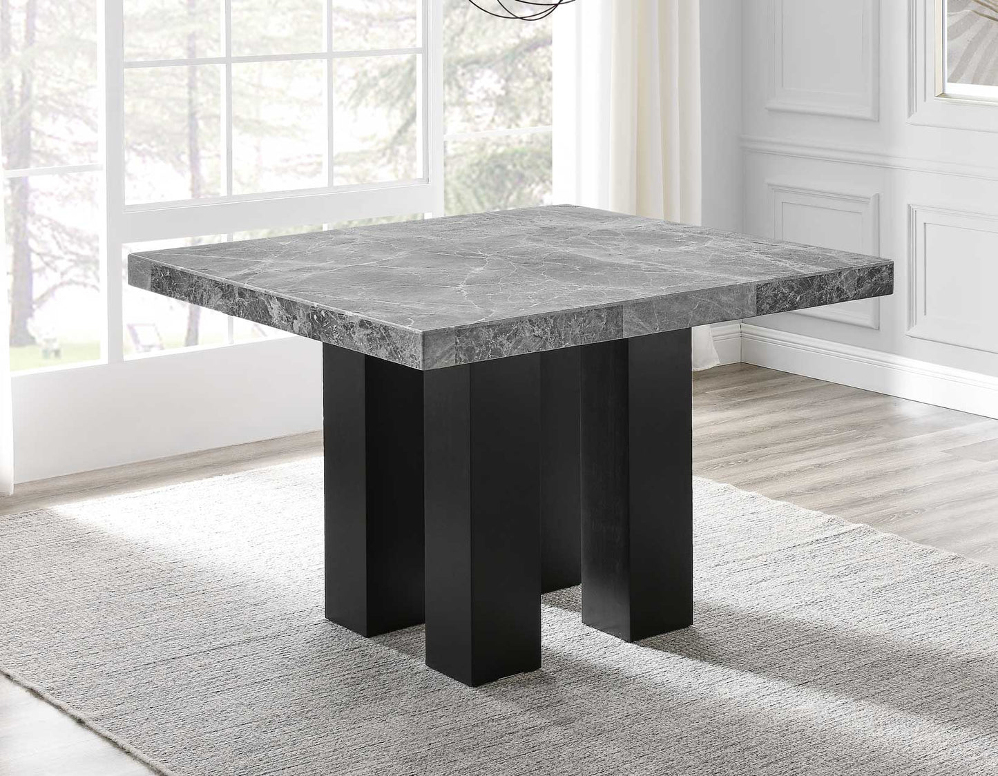 Camila Gray Marble 7-Piece Counter Dining Group
(Counter Table & 6 Counter Chairs)