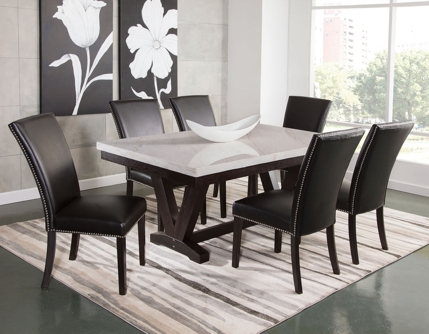 Finley 7 Piece Marble Top Dining
(Table & 6 Side Chairs)