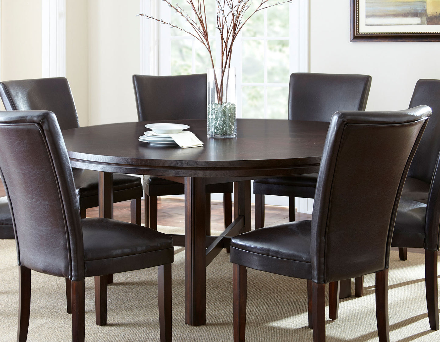 Hartford 72 inch table 7 Piece Set, Brown Chairs
(Table & 6 Side Chairs)