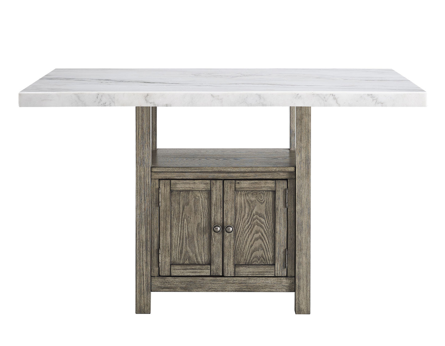 Grayson 6 Piece White Marble Top Counter Set
(Counter Table, Counter Bench & 4 Counter Chairs)