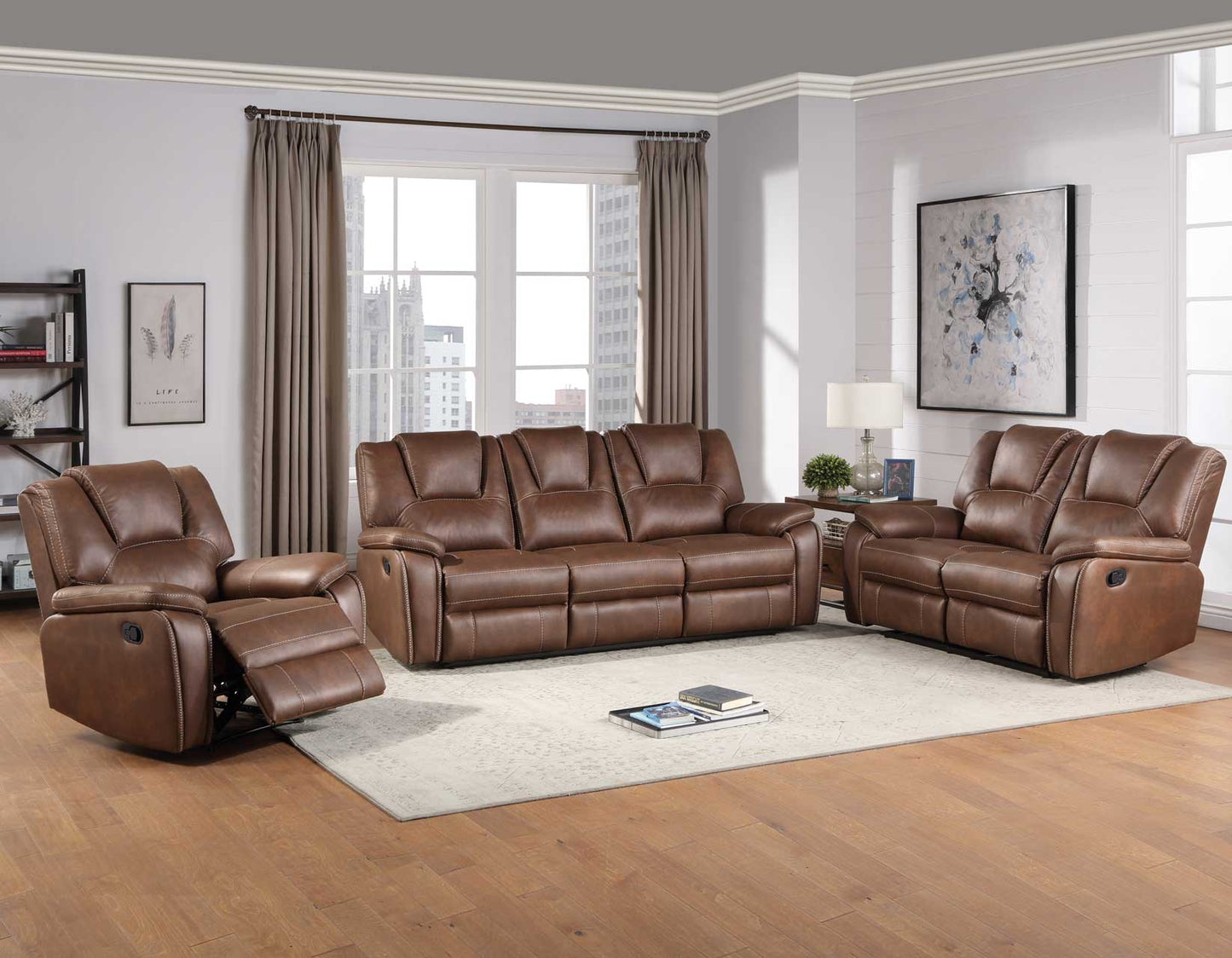 Katrine 3-Piece Manual Motion Set, Brown
(Sofa, Loveseat & Chair)