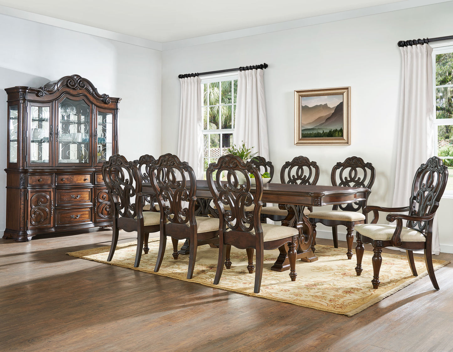 Royale 9 Piece Set
(Table, 2 Arm Chairs & 6 Side Chairs)