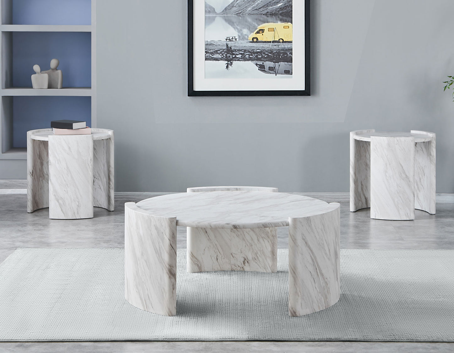 Merino Faux-Marble Round End Table