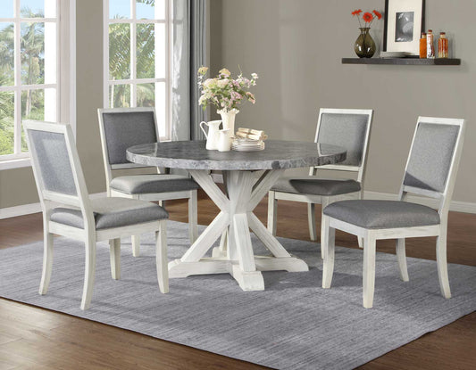 Canova 5-Piece Gray Marble Dining Set
(Table & 4 Side Chairs)