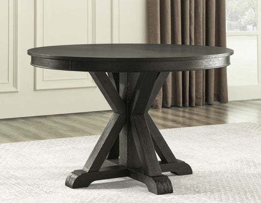 Rylie 48-inch Round Dining Table, Black Finish