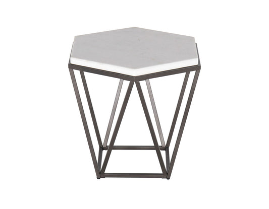 Corvus White Marble Top Hexagon End Table
