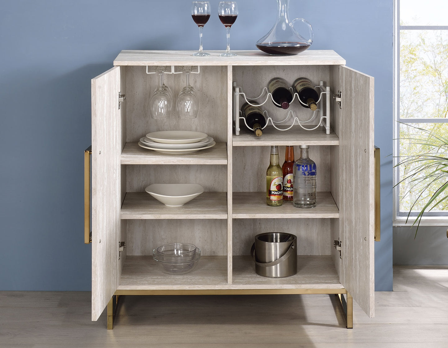 Larkin Faux-Marble Wine Cabinet