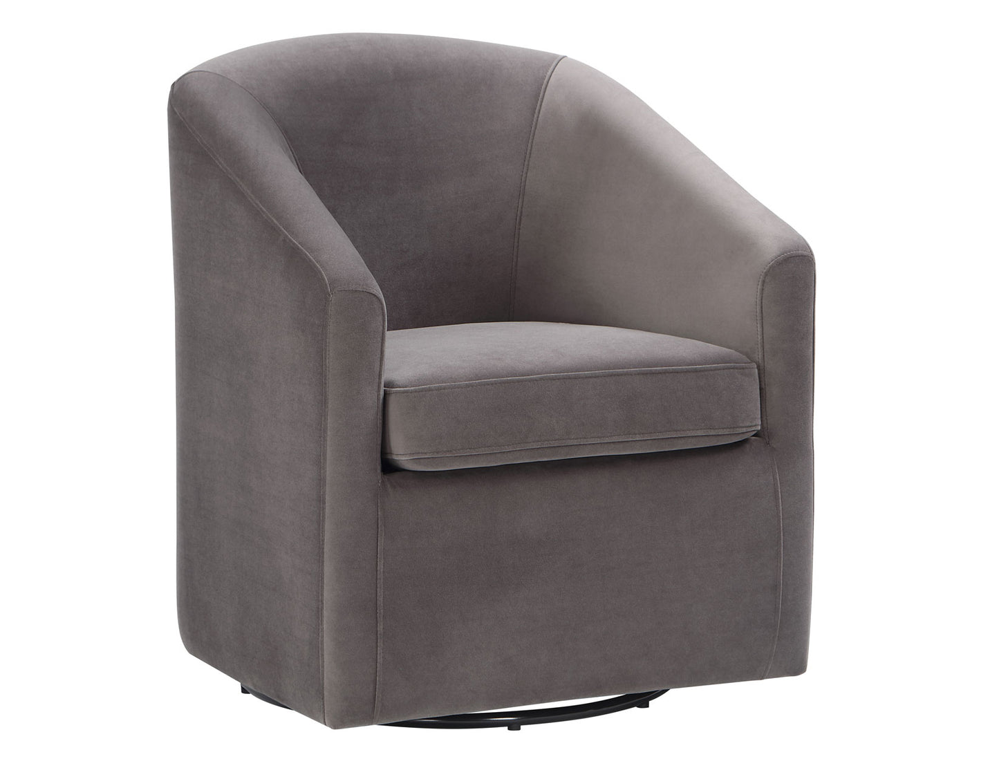 Arlo Upholstered Swivel Barrel Chair, Fog Velvet