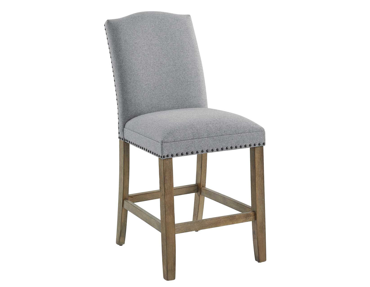 Grayson 24″ Counter Stool, Upholstered with Nailhead, Gray