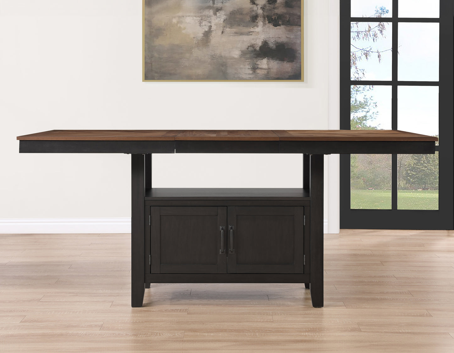 Bermuda 60-80″ Storage Counter Table with 20″ Leaf